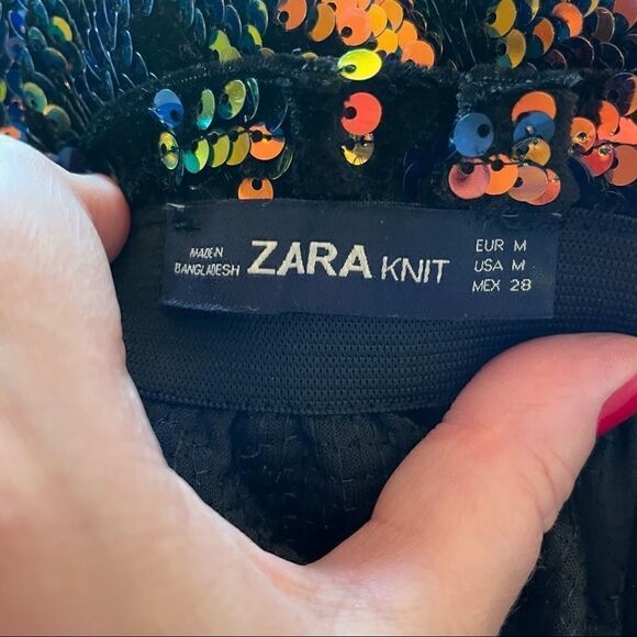 Zara Knit Velvet Iridescent Sequin Mini Skirt - Picture 5 of 5